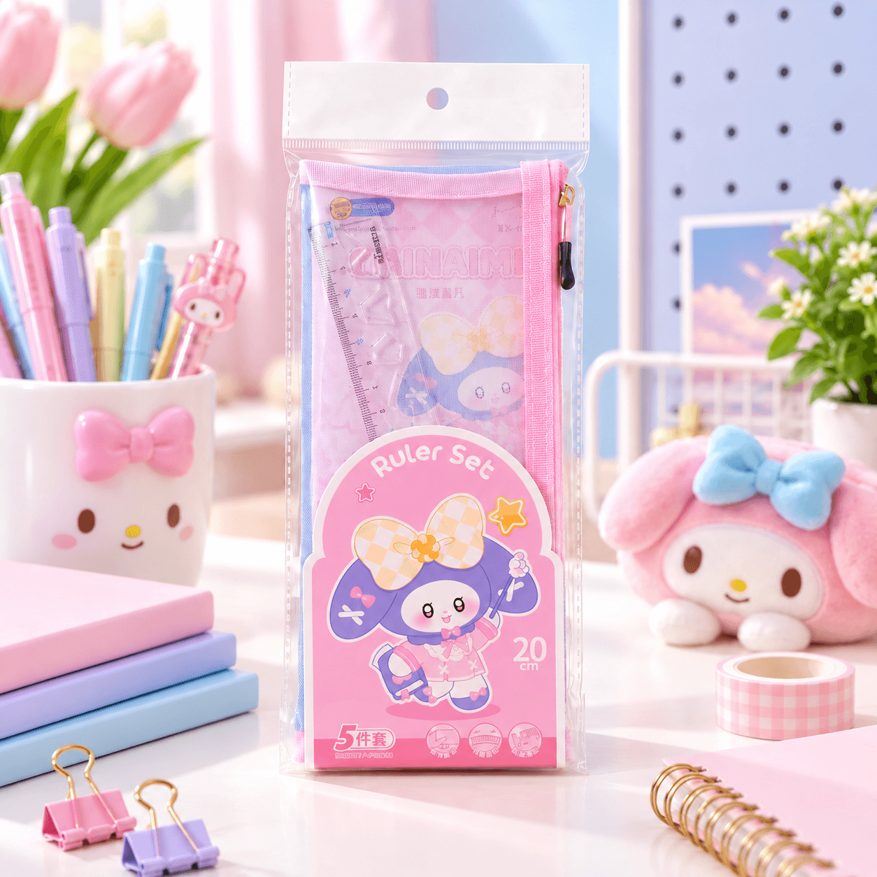 Cute Geometry Ruler Set for Kids – 4 Pcs Unique Design Plastic Geometry D Set with Rulers & Mathematical Instruments for Students, Girls & Boys | Buy2Enjoy