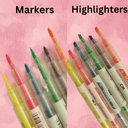 Double Headed Korean Highlighters and Markers | 6 Pieces, Double-sided ,Multicolor, Light color marker & Highlighter | Buy2Enjoy