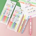 Double Headed Korean Highlighters and Markers | 6 Pieces, Double-sided ,Multicolor, Light color marker & Highlighter | Buy2Enjoy
