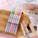 Double Headed Korean Highlighters and Markers | 6 Pieces, Double-sided ,Multicolor, Light color marker & Highlighter | Buy2Enjoy