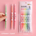 Double Headed Korean Highlighters and Markers | 6 Pieces, Double-sided ,Multicolor, Light color marker & Highlighter | Buy2Enjoy