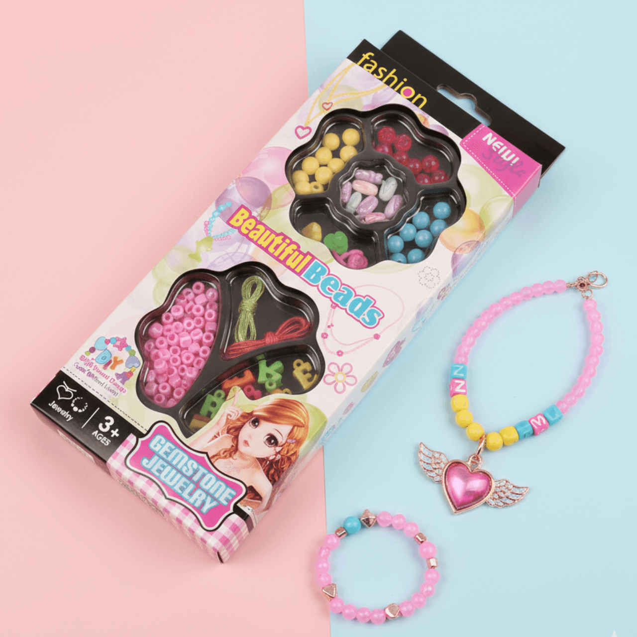 Kawaii Cute bead set for baby girls jewelry with two cords Beads set for Jewelry Making Accessories DIY Bracelets Necklace Earring Craft Creative and very attractive | Buy2Enjoy