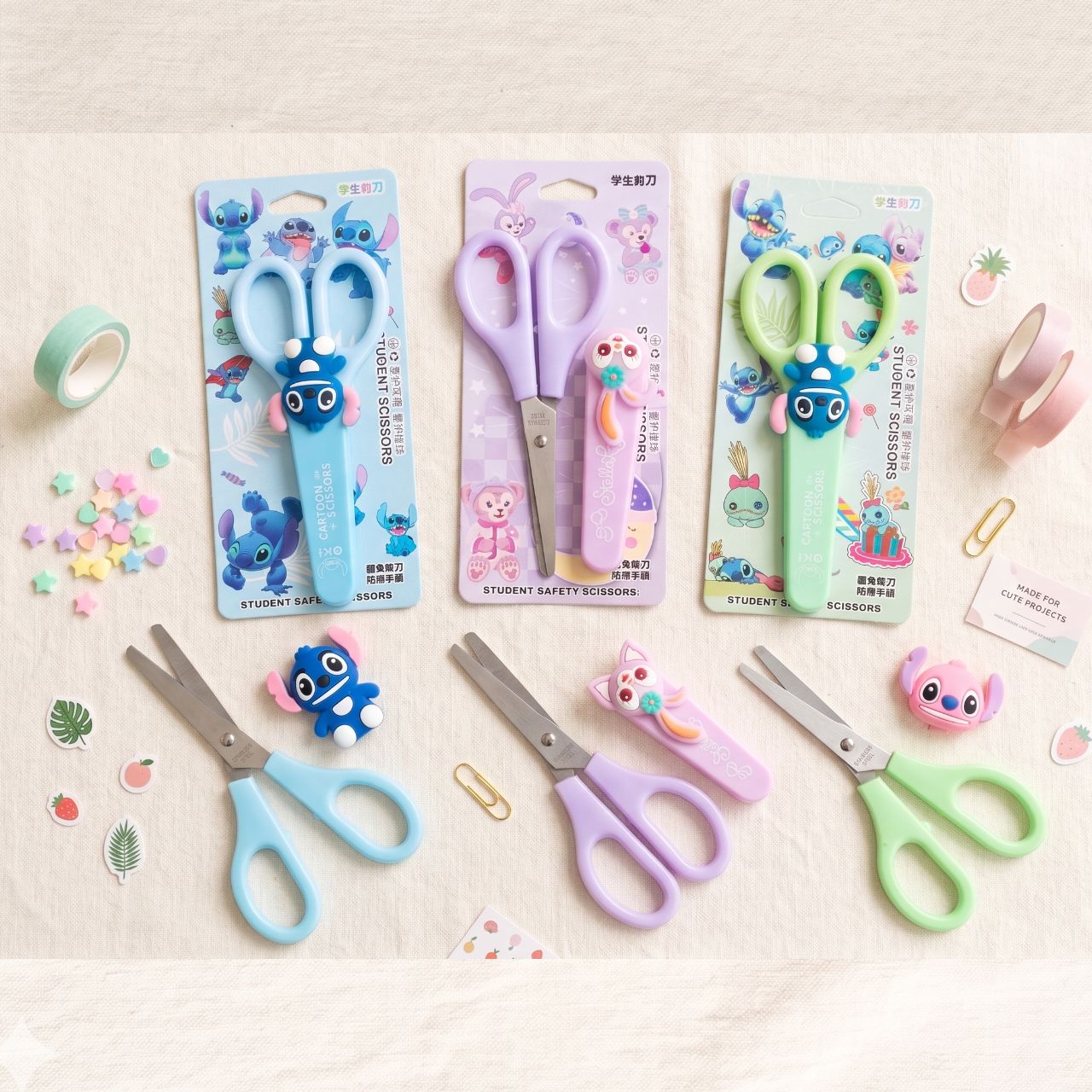Disney Stitch Safety Scissors with Protective Cover Cute Kawaii Cartoon ...